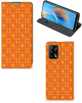 B2Ctelecom Telefoonhoesje OPPO A74 4G Wallet Case Batik Orange