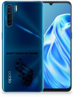 B2Ctelecom Telefoonhoesje OPPO A91 Back Cover Siliconen Hoesje Transparant Gun Don't Touch My Phone