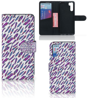 B2Ctelecom Telefoonhoesje OPPO A91 | Reno3 Flip Cover Feathers Color