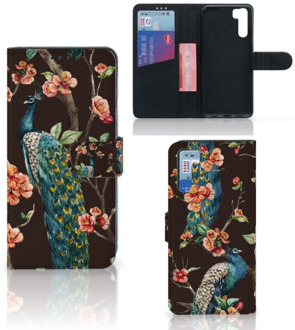 B2Ctelecom Telefoonhoesje OPPO A91 | Reno3 Flipcase Cover Pauw met Bloemen