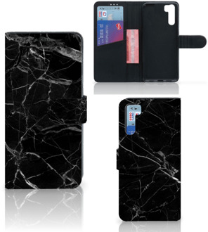 B2Ctelecom Telefoonhoesje OPPO A91 | Reno3 Wallet Book Case Vaderdag Cadeau Marmer Zwart