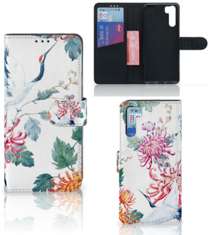 B2Ctelecom Telefoonhoesje OPPO A91 | Reno3 Wallet Bookcase Bird Flowers