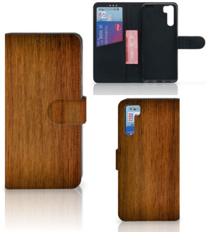 B2Ctelecom Telefoonhoesje OPPO A91 | Reno3 Wallet Case Donker Hout