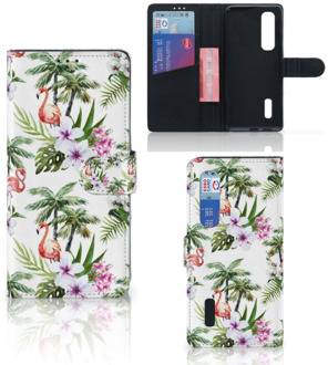 B2Ctelecom Telefoonhoesje OPPO Find X2 Pro Flip Hoesje met naam Flamingo Palms