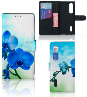 B2Ctelecom Telefoonhoesje OPPO Find X2 Pro Wallet Book Case met foto Orchidee Blauw Valentijn Cadeautje Vrouw