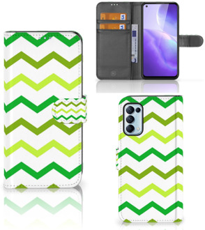 B2Ctelecom Telefoonhoesje OPPO Find X3 Lite Flip Case Zigzag Groen