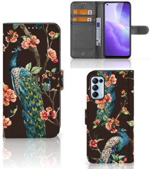 B2Ctelecom Telefoonhoesje OPPO Find X3 Lite Flipcase Cover Pauw met Bloemen