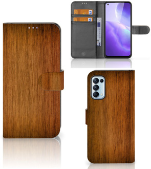 B2Ctelecom Telefoonhoesje OPPO Find X3 Lite Wallet Book Case Donker Hout