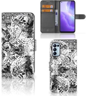 B2Ctelecom Telefoonhoesje OPPO Find X3 Lite Wallet Book Case Skulls Angel