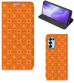 B2Ctelecom Telefoonhoesje OPPO Find X3 Lite Wallet Case Batik Orange