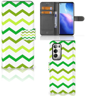 B2Ctelecom Telefoonhoesje OPPO Find X3 Neo 5G Flip Case Zigzag Groen