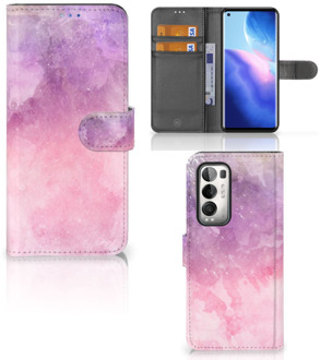 B2Ctelecom Telefoonhoesje OPPO Find X3 Neo 5G Flipcase Pink Purple Paint