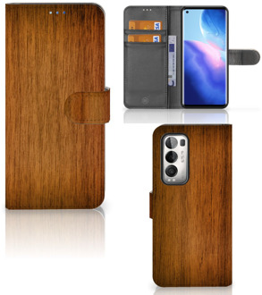 B2Ctelecom Telefoonhoesje OPPO Find X3 Neo 5G Wallet Book Case Donker Hout