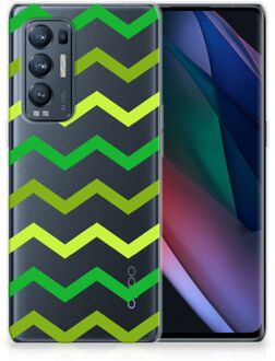 B2Ctelecom Telefoonhoesje OPPO Find X3 Neo TPU Siliconen Hoesje met Foto Zigzag Groen