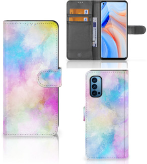 B2Ctelecom Telefoonhoesje OPPO Reno 4 Pro 5G Bookcase Personaliseren Watercolor Light