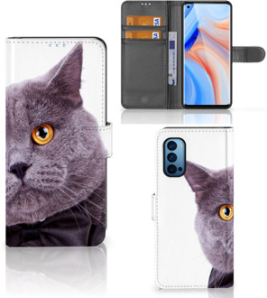 B2Ctelecom Telefoonhoesje OPPO Reno 4 Pro 5G Flipcover Case Kat