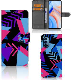 B2Ctelecom Telefoonhoesje OPPO Reno 4 Pro 5G Wallet Book Case Design Funky Triangle