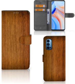 B2Ctelecom Telefoonhoesje OPPO Reno 4 Pro 5G Wallet Book Case Donker Hout