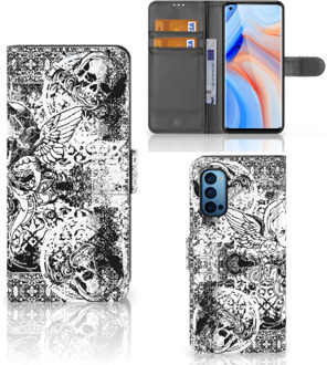 B2Ctelecom Telefoonhoesje OPPO Reno 4 Pro 5G Wallet Book Case Skulls Angel