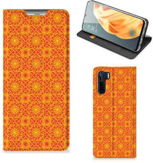 B2Ctelecom Telefoonhoesje OPPO Reno3 | A91 Wallet Case Batik Orange