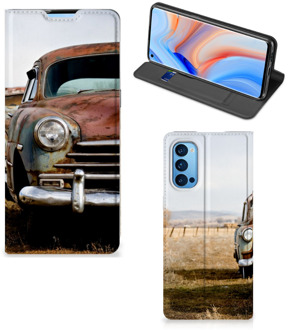 B2Ctelecom Telefoonhoesje OPPO Reno4 Pro 5G Bookcover Vintage Auto