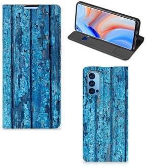 B2Ctelecom Telefoonhoesje OPPO Reno4 Pro 5G Magnet Case Wood Blue