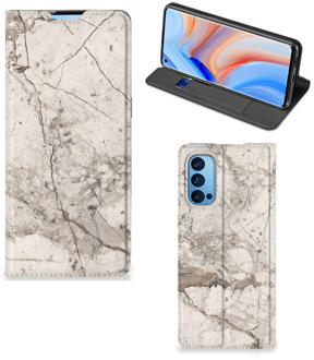 B2Ctelecom Telefoonhoesje OPPO Reno4 Pro 5G Stand Case Marmer Beige