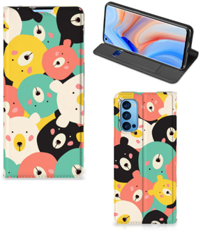 B2Ctelecom Telefoonhoesje OPPO Reno4 Pro 5G Wallet Bookcase Bears