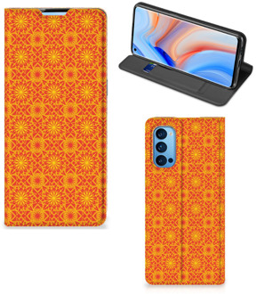 B2Ctelecom Telefoonhoesje OPPO Reno4 Pro 5G Wallet Case Batik Orange