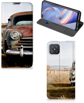 B2Ctelecom Telefoonhoesje OPPO Reno4 Z 5G Bookcover Vintage Auto