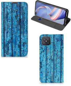 B2Ctelecom Telefoonhoesje OPPO Reno4 Z 5G Magnet Case Wood Blue