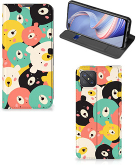 B2Ctelecom Telefoonhoesje OPPO Reno4 Z 5G Wallet Bookcase Bears