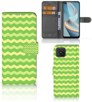 B2Ctelecom Telefoonhoesje OPPO Reno4 Z Book Case Waves Green