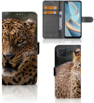 B2Ctelecom Telefoonhoesje OPPO Reno4 Z Book Cover Cadeautjes voor Jongens Luipaard