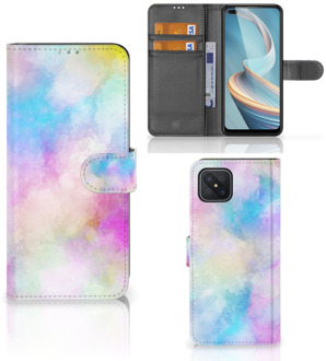 B2Ctelecom Telefoonhoesje OPPO Reno4 Z Bookcase Personaliseren Watercolor Light