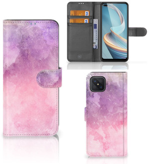 B2Ctelecom Telefoonhoesje OPPO Reno4 Z Flipcase Pink Purple Paint