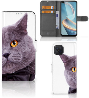 B2Ctelecom Telefoonhoesje OPPO Reno4 Z Flipcover Case Kat