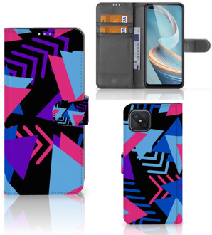 B2Ctelecom Telefoonhoesje OPPO Reno4 Z Wallet Book Case Design Funky Triangle