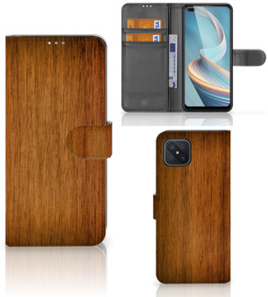 B2Ctelecom Telefoonhoesje OPPO Reno4 Z Wallet Book Case Donker Hout