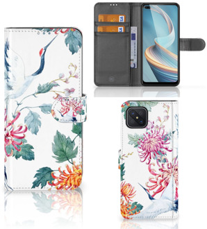 B2Ctelecom Telefoonhoesje OPPO Reno4 Z Wallet Bookcase Bird Flowers