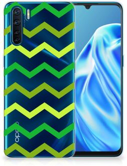 B2Ctelecom Telefoonhoesje OPPP A91 TPU Siliconen Hoesje met Foto Zigzag Groen