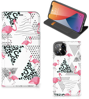 B2Ctelecom Telefoonhoesje Personaliseren iPhone 12 Pro Max Bookstyle Case Flamingo Triangle