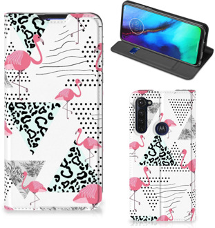 B2Ctelecom Telefoonhoesje Personaliseren Motorola Moto G Pro Bookstyle Case Flamingo Triangle