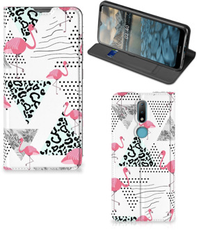 B2Ctelecom Telefoonhoesje Personaliseren Nokia 2.4 Bookstyle Case Flamingo Triangle