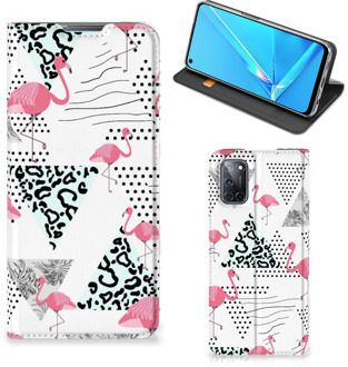 B2Ctelecom Telefoonhoesje Personaliseren OPPO A52 | A72 Bookstyle Case Flamingo Triangle