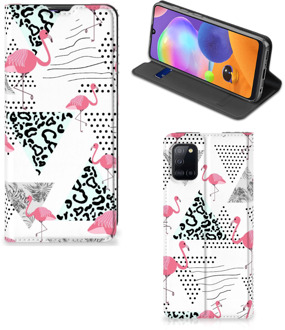 B2Ctelecom Telefoonhoesje Personaliseren Samsung Galaxy A31 Bookstyle Case Flamingo Triangle