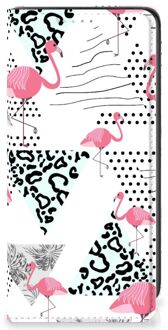 B2Ctelecom Telefoonhoesje Personaliseren Samsung Galaxy A41 Bookstyle Case Flamingo Triangle