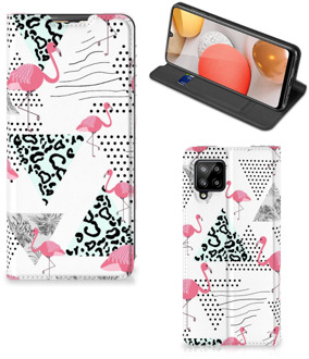 B2Ctelecom Telefoonhoesje Personaliseren Samsung Galaxy A42 Bookstyle Case Flamingo Triangle