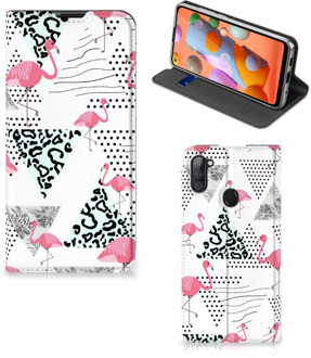 B2Ctelecom Telefoonhoesje Personaliseren Samsung Galaxy M11 | A11 Bookstyle Case Flamingo Triangle