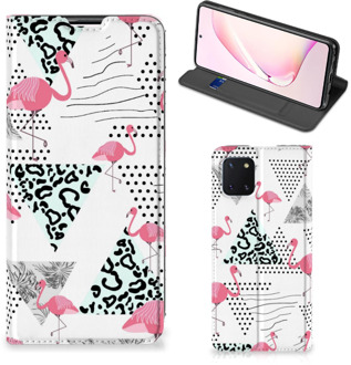 B2Ctelecom Telefoonhoesje Personaliseren Samsung Galaxy Note 10 Lite Bookstyle Case Flamingo Triangle